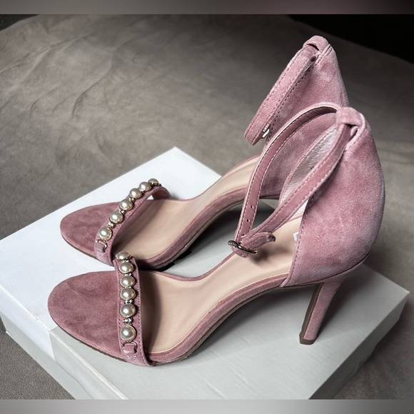 BP Natalie Embellished Strappy Stiletto Sandal Blush Suede 6.5 - Picture 5 of 12